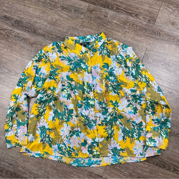 Jessica Simpson Shirt Women Size 3X Colorful Floral Fairy Button Down Careerwear - Picture 1 of 9